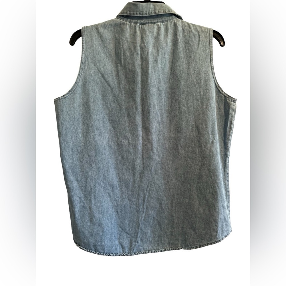 Vintage Jerry Leigh 90's Mickey Mouse Denim Button Blouse Sleeveless Top Medium - Picture 15 of 16